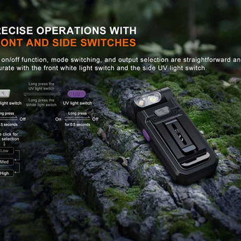 Fenix SW05R USB-C Rechargeable LED Clip Light - 150 Lumens - White and Red or 365nm UV LED - Uses Built-in 700mAh Li-ion Battery Pack - Black or Spruce Green