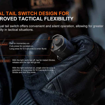 Fenix TK17 Dual Tail Switch Tactical LED Flashlight - 3600 Lumens - CREE XHP50.3 HD - Includes 1 x USB-C Rechargeable 21700