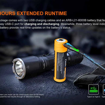 Fenix TK17 Dual Tail Switch Tactical LED Flashlight - 3600 Lumens - CREE XHP50.3 HD - Includes 1 x USB-C Rechargeable 21700