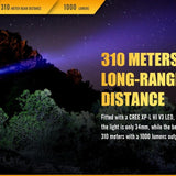 Fenix TK20R USB Rechargeable Tactical Flashlight - CREE XP-L HI V3 LED - 1000 Lumens - Uses 1 x 18650 (Included) or 2 x CR123A