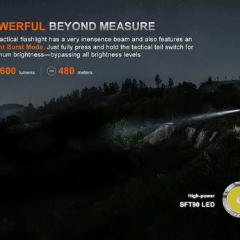 Fenix TK21R USB-C Rechargeable LED Flashlight - 3600 Lumens - Luminus SFT90 - Includes 1 x 21700