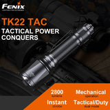 Fenix TK22-TAC LED Flashlight - 2800 Lumens - Luminus SFT70 - Includes 1 x USB-C Rechargeable 21700