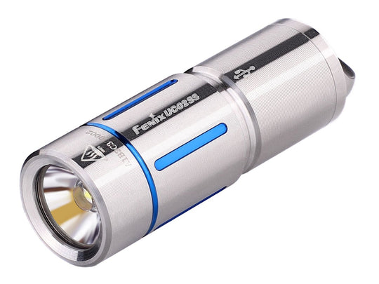 Fenix UC02SS USB Rechargeable Stainless Steel Keylight - CREE XP-G2 S2 LED - 130 Lumens - Includes 1 x 10180 - Blue