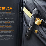 Fenix UC35 V2.0 Rechargeable LED Flashlight - CREE XP-L HI V3 - 1000 Lumens - Uses 1 x ARB-L18 18650 (Included) or 2 x CR123A