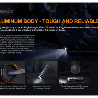 Fenix WF30RE Rechargeable Intrinsically Safe LED Flashlight - 280 Lumens - Includes 1 x 18650