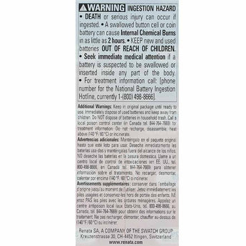 Renata 344 MPS 105mAh 1.55V Silver Oxide Coin Cell Battery - 1 Piece Tear Strip, Sold Individually