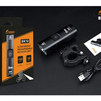 Fitorch BK10 USB-C Rechargeable LED Bike Light - 1300 Lumens - Uses Built-in 4500mAh Li-ion Battery Pack