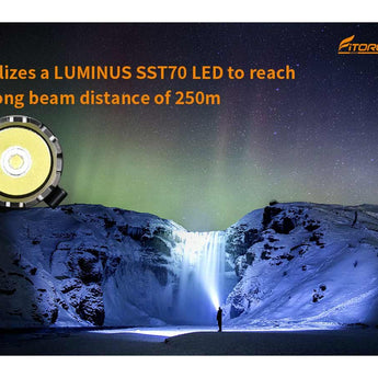 Fitorch EA25 LED Flashlight - Luminus SST70 - 3000 Lumens - Includes 1 x 21700 with Built-in USB-C Charging Port