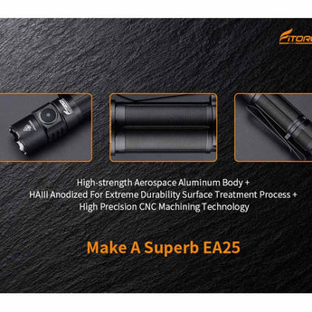 Fitorch EA25 LED Flashlight - Luminus SST70 - 3000 Lumens - Includes 1 x 21700 with Built-in USB-C Charging Port