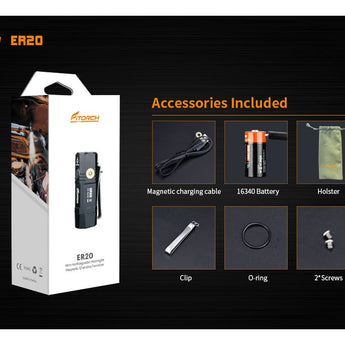 Fitorch ER20 Rechargeable LED Flashlight - CREE XPL - 1000 Lumens - Includes 1 x 16340 - Available in Black, Red, Orange, and Blue