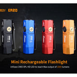 Fitorch ER20 Rechargeable LED Flashlight - CREE XPL - 1000 Lumens - Includes 1 x 16340 - Available in Black, Red, Orange, and Blue