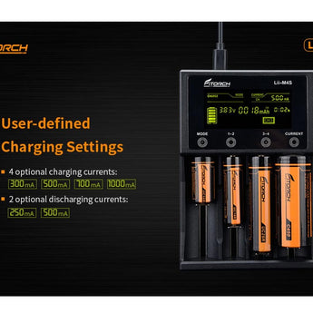 Fitorch Lii-M4S 4-Channel Smart Battery Charger for Li-ion, Ni-Cd, & NiMH Batteries
