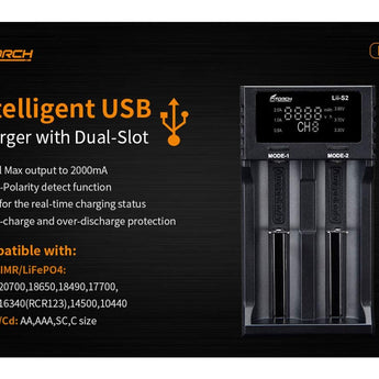 Fitorch Lii-S2 2-Channel Smart Battery Charger for Li-ion, Ni-Cd, & NiMH Batteries