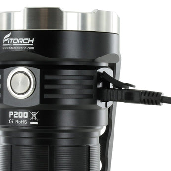 Fitorch P200 USB-C Rechargeable LED Search Light - 14000 Lumens - Includes 1 x 3.6V 24000mAh 46800 - Black or White