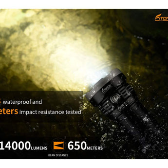 Fitorch P200 USB-C Rechargeable LED Search Light - 14000 Lumens - Includes 1 x 3.6V 24000mAh 46800 - Black or White