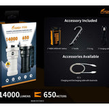 Fitorch P200 USB-C Rechargeable LED Search Light - 14000 Lumens - Includes 1 x 3.6V 24000mAh 46800 - Black or White