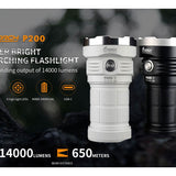 Fitorch P200 USB-C Rechargeable LED Search Light - 14000 Lumens - Includes 1 x 3.6V 24000mAh 46800 - Black or White