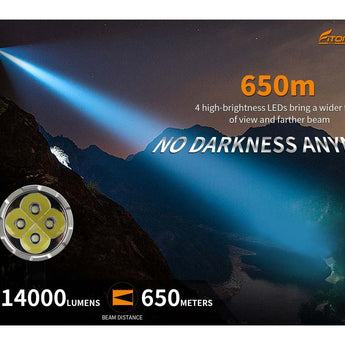 Fitorch P200 USB-C Rechargeable LED Search Light - 14000 Lumens - Includes 1 x 3.6V 24000mAh 46800 - Black or White