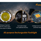 Fitorch P20C USB-C Rechargeable LED Flashlight - 1500 Lumens - CREE XP-L2 - Includes 1 x 18650