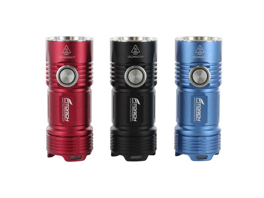 BUNDLE: 3 x Fitorch P25 Little Fatty LED Flashlight - 4 x CREE XP-G3 - 3000 Lumens - 3 x 26350 - 1 x Red, 1 x Blue and 1 x Black