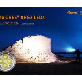 Fitorch P25 Little Fatty LED Flashlight - 4 x CREE XP-G3 - 3000 Lumens - Uses 1 x 26350 (included) - Black