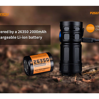 BUNDLE: Fitorch P25GT LED Flashlight - 4 x CREE XP-G3 -3000 Lumens - Uses 1 x 26350 (included), Includes 1 x ET25 Extender Tube and 1 x C500 26650