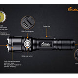 Fitorch P30C USB-C Rechargeable LED Flashlight - 1600 Lumens - CREE XP-L2 - Includes 1 x 18650