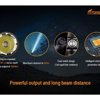 Fitorch P30C - CREE XP-L2 LED, 265 meter Throw, Dual Switch Design