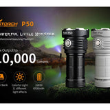 Fitorch P50 Little Monster USB-C Rechargeable LED Searchlight - 10000 Lumens - Includes 1 x 32650 - Black or White