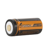 Fitorch RC650 16340 650mAh 3.7V Protected Lithium Ion (Li-ion) Button Top Battery with Built-In Micro USB Charge Port