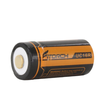 Fitorch RC650 16340 650mAh 3.7V Protected Lithium Ion (Li-ion) Button Top Battery with Built-In Micro USB Charge Port