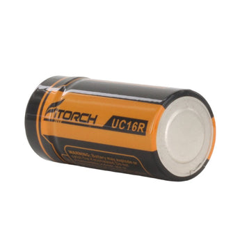 Fitorch RC650 16340 650mAh 3.7V Protected Lithium Ion (Li-ion) Button Top Battery with Built-In Micro USB Charge Port