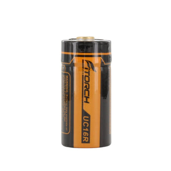 Fitorch RC650 16340 650mAh 3.7V Protected Lithium Ion (Li-ion) Button Top Battery with Built-In Micro USB Charge Port