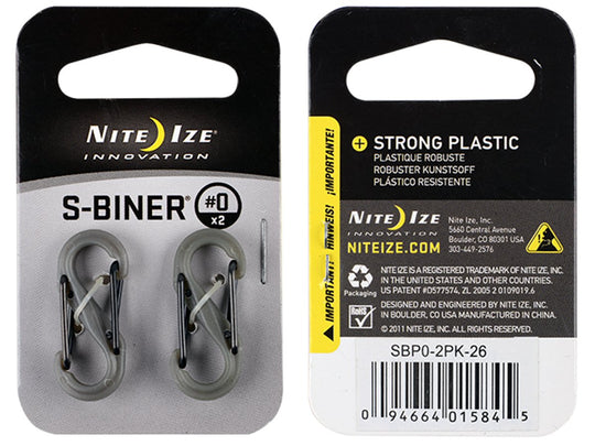NiteIze S-Biner Plastic Size #0 - 2 Pack - Foliage/Black Gates