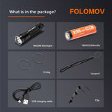 Folomov 18650M LED Flashlight - CREE XP-P - 1020 Lumens - Includes 1 x 18650
