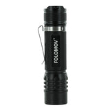 Folomov 18650S LED Flashlight - Nichia 219D - 900 Lumens - Includes 1 x 3.7V 2600mAh 18650 - Black
