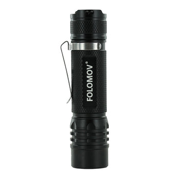 Folomov 18650S LED Flashlight - Nichia 219D - 900 Lumens - Includes 1 x 3.7V 2600mAh 18650 - Black