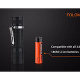 Folomov 18650S LED Flashlight - Nichia 219D - 900 Lumens - Includes 1 x 3.7V 2600mAh 18650 - Black