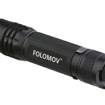 Folomov 18650S LED Flashlight - Nichia 219D - 900 Lumens - Includes 1 x 3.7V 2600mAh 18650 - Black