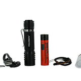 Folomov 18650S LED Flashlight - Nichia 219D - 900 Lumens - Includes 1 x 3.7V 2600mAh 18650 - Black