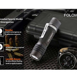 Folomov 18650S LED Flashlight - Nichia 219D - 900 Lumens - Includes 1 x 3.7V 2600mAh 18650 - Black