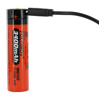 Folomov 18650S LED Flashlight - Nichia 219D - 900 Lumens - Includes 1 x 3.7V 2600mAh 18650 - Black