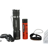 Folomov 18650S LED Flashlight - Nichia 219D - 900 Lumens - Includes 1 x 3.7V 2600mAh 18650 - Black