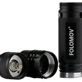 Folomov 18650S LED Flashlight - Nichia 219D - 900 Lumens - Includes 1 x 3.7V 2600mAh 18650 - Black