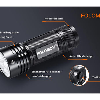 Folomov 26650S LED Flashlight - 5 x CREE XP-G2 - 2000 Lumens - Includes 1 x 3.7V 5000mAh 26650