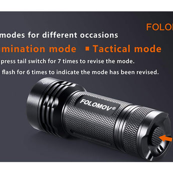 Folomov 26650S LED Flashlight - 5 x CREE XP-G2 - 2000 Lumens - Includes 1 x 3.7V 5000mAh 26650