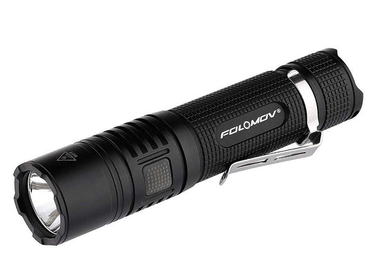 Folomov B4 EDC flashlight with left angle view