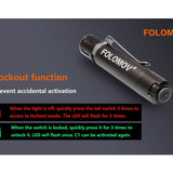 Folomov EDC-C1 Flashlight - Nichia E21A LED - 400 Lumens - Includes USB-Rechargeable Li-Ion Battery - Brass or Aluminum