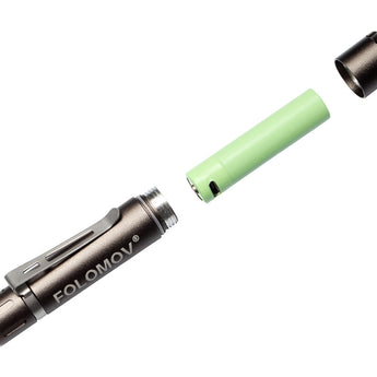 Folomov EDC-C1 Flashlight - Nichia E21A LED - 400 Lumens - Includes USB-Rechargeable Li-Ion Battery - Brass or Aluminum