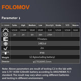 Folomov EDC-C2 LED Flashlight - CREE XT-E - 525 Lumens - Includes 1 x 3.7V 14300